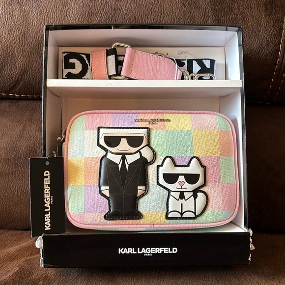 Karl Lagerfeld & Cat Blush Combo Crossbody Bag NIB - Picture 1 of 9
